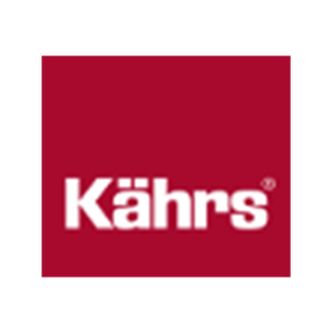 Kährs logo: white text on a maroon square. The word 