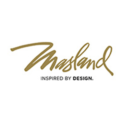 Masland logo, gold cursive text 