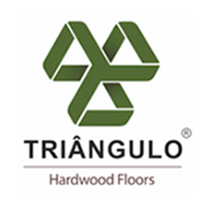 Logo for Triângulo Hardwood Floors: Green interlocking triangles above the company name.