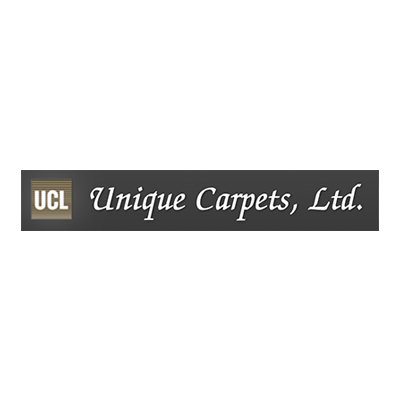 Unique Carpets, Ltd. logo: dark gray rectangular bar with company name and 