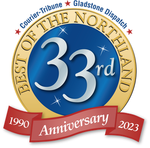 Blue and gold logo for the 33rd Anniversary of the Best of the Northland, covering 1990 to 2023.