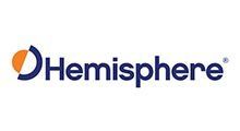 Logo of Hemisphere, a dark blue wordmark with an abstract orange and blue design.