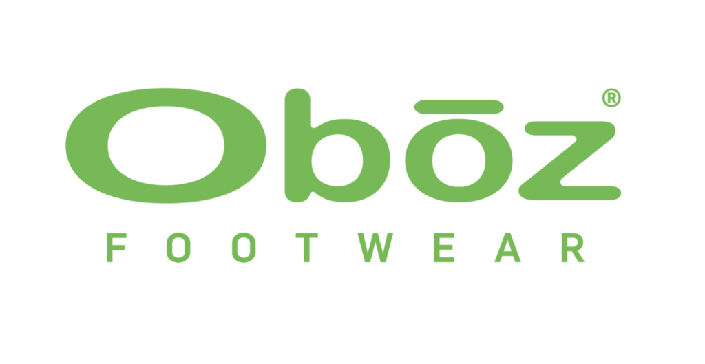 a green and white logo for oboz footwear.