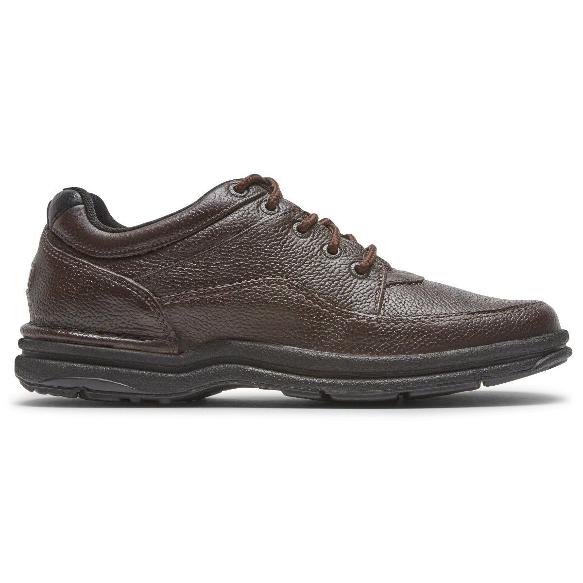 A pair of brown leather shoes on a white background.
