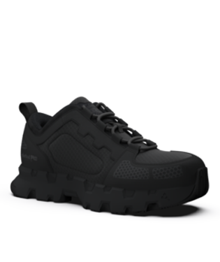 A pair of black sneakers on a white background
