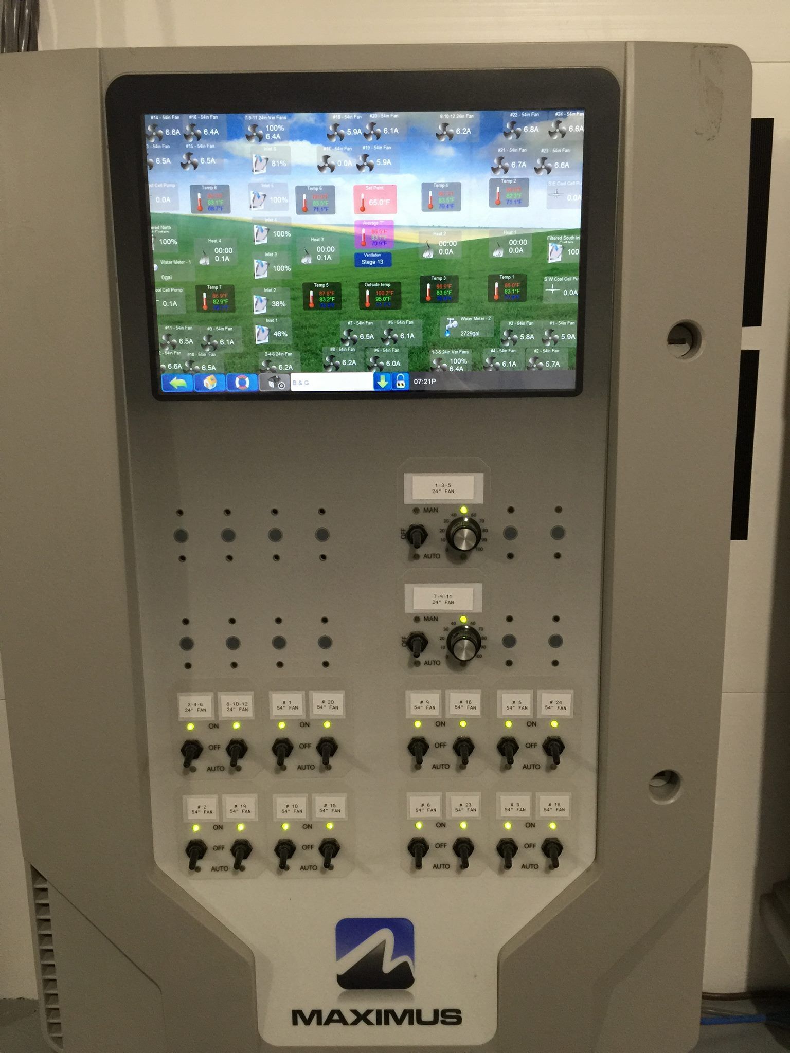 A control panel with a monitor and the word Maymile on it.