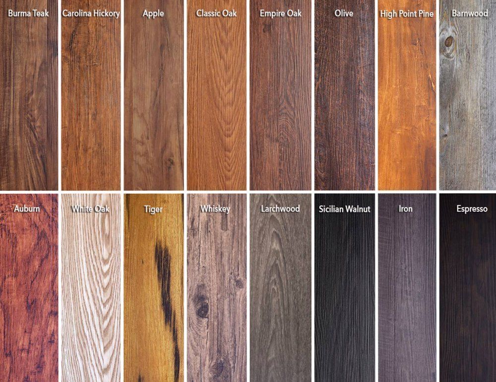 Luxury vinyl tile and luxury vinyl plank swatches