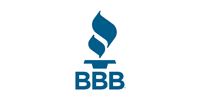 Blue BBB logo with flame icon above the letters BBB on a white background