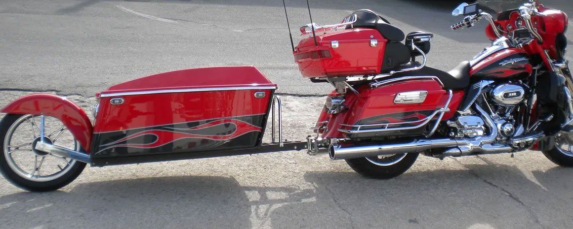Red flame N-LINE motorcycle trailer