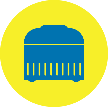 Blue accessory icon on a yellow circle background