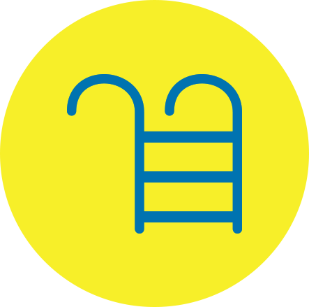 Blue ladder icon on a yellow circle