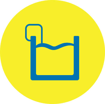 Blue fuel pump icon on a yellow circle background