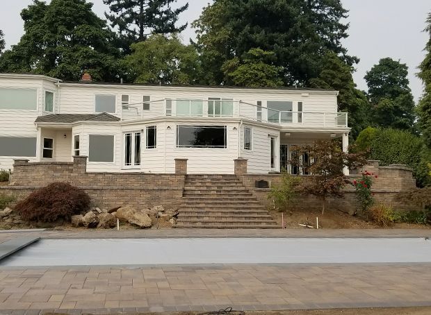 Retaining wall and landscaping