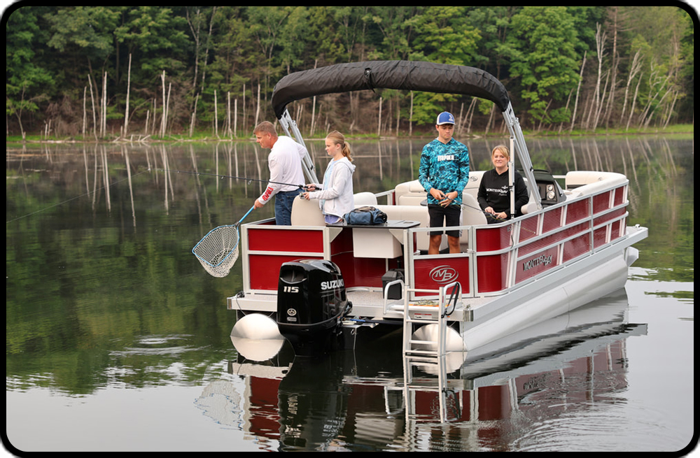 Family on a pontoon