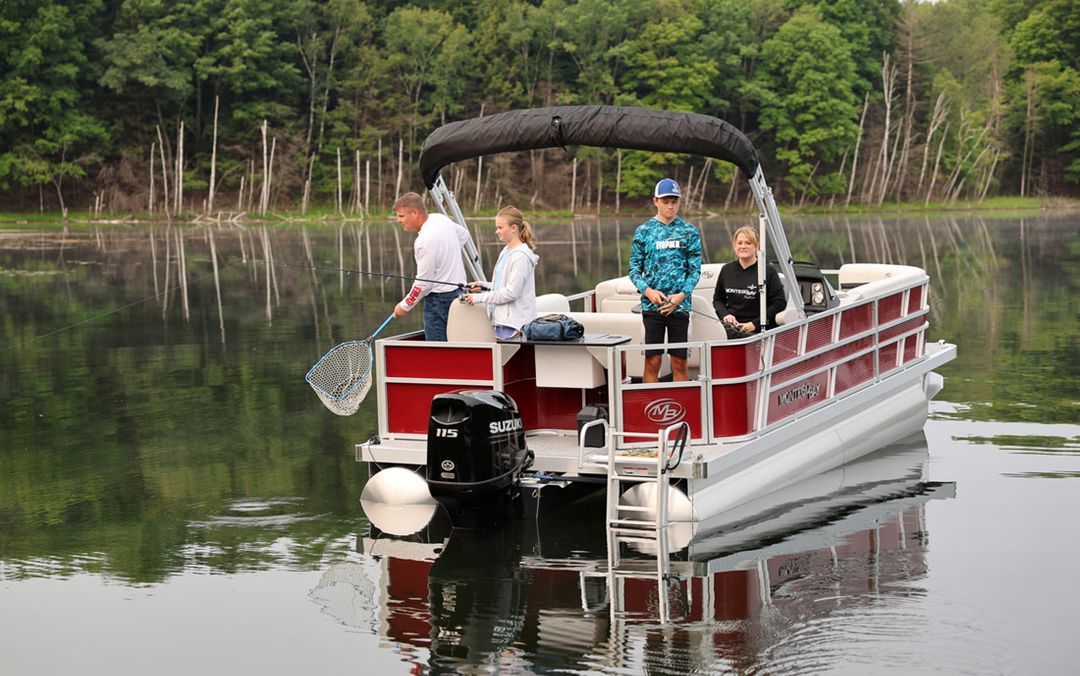 Family on a pontoon