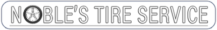 Noble&rsquo;s Tire Service logo in black and gray, with a tire inside the letter O.