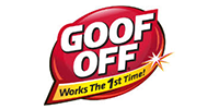 Goof Off logo with red oval and white text, 