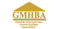 Logo of the Greater Montgomery Home Builders Association: gold house shape with 