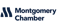 Logo for Montgomery Chamber with stylized wave symbol. The text reads 