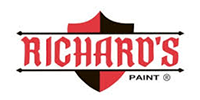 Richard's Paint logo, red and black shield with 