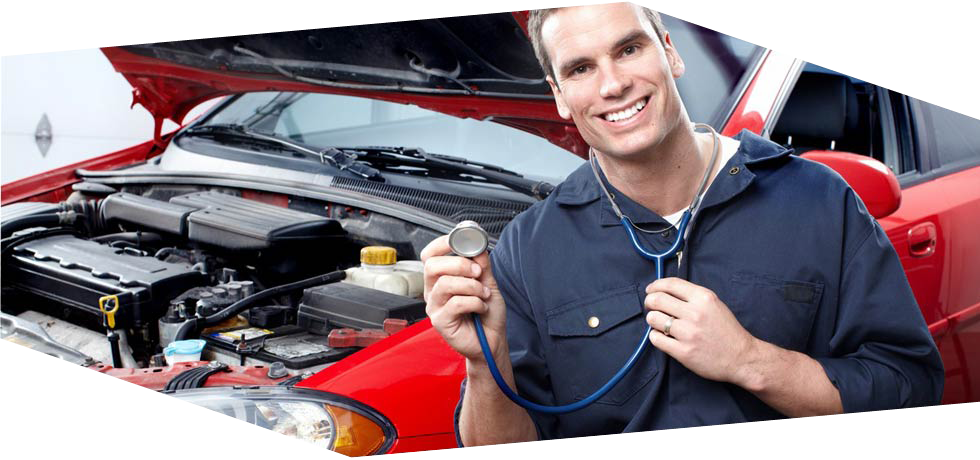 Auto technician wearing stethoscope