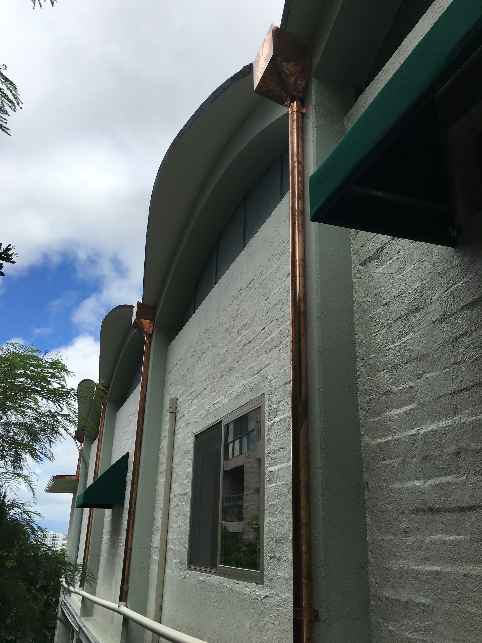 Building with a copper pipe