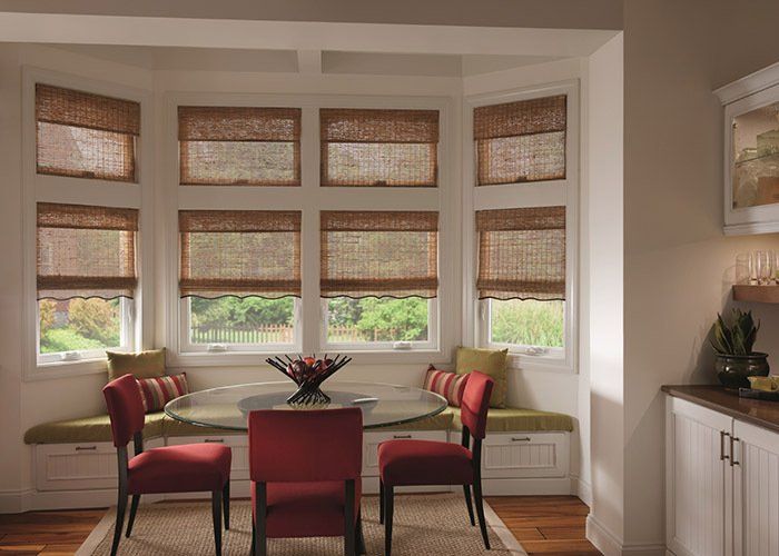 Windows with roman shades