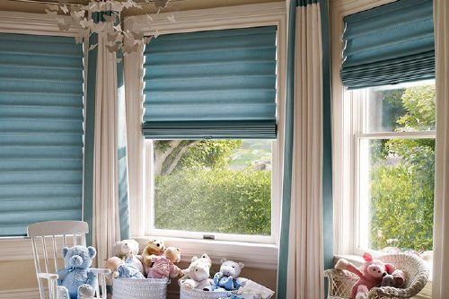 Blue roman shades