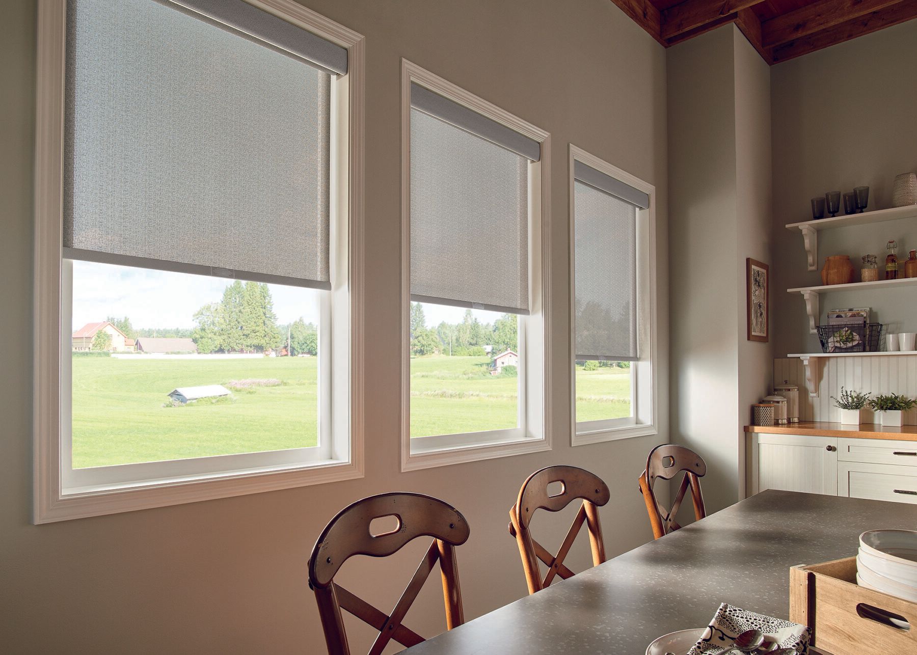 Windows with solar shades