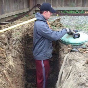 Man installing the septic
