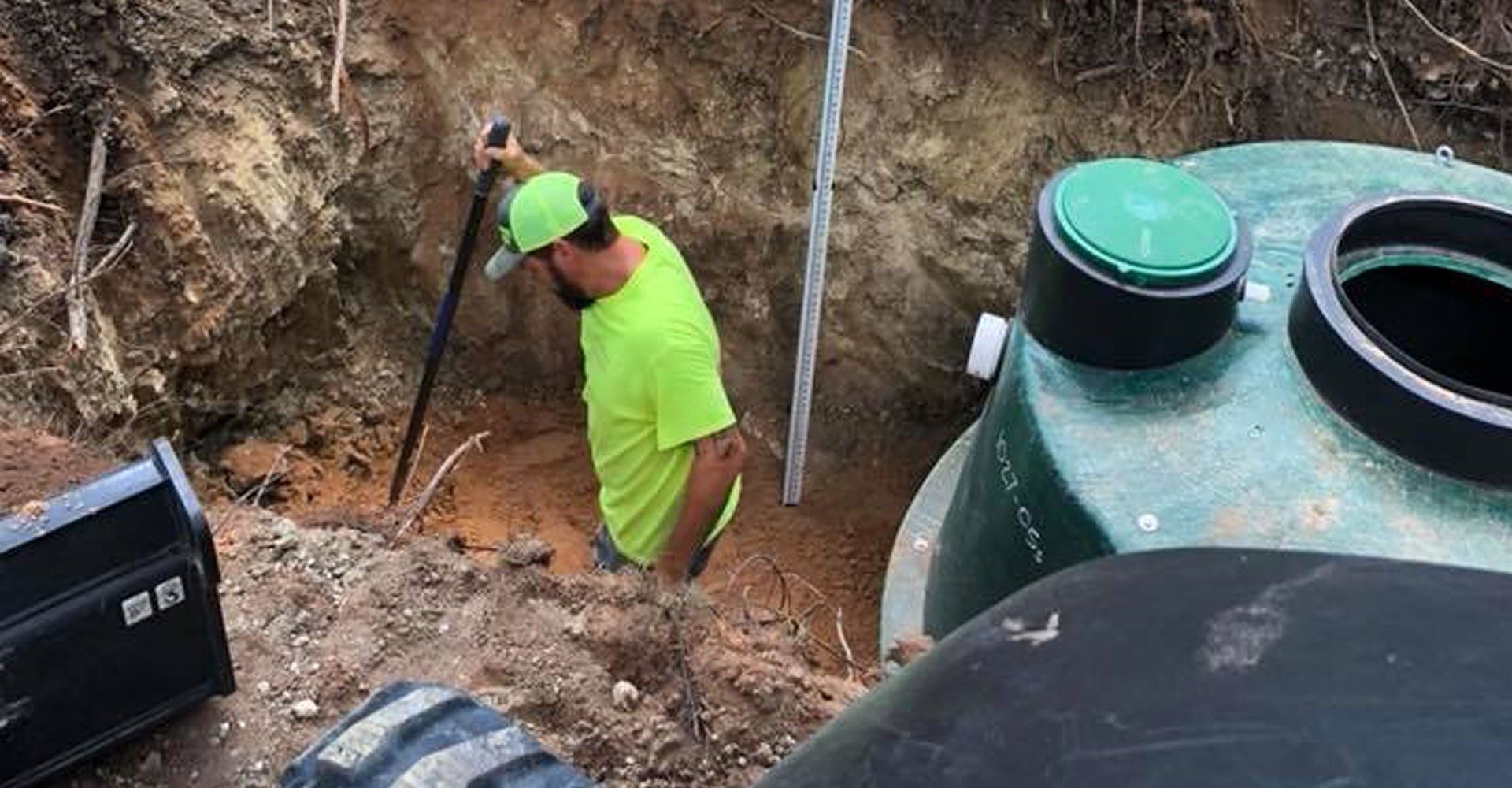 Man repairing the septic