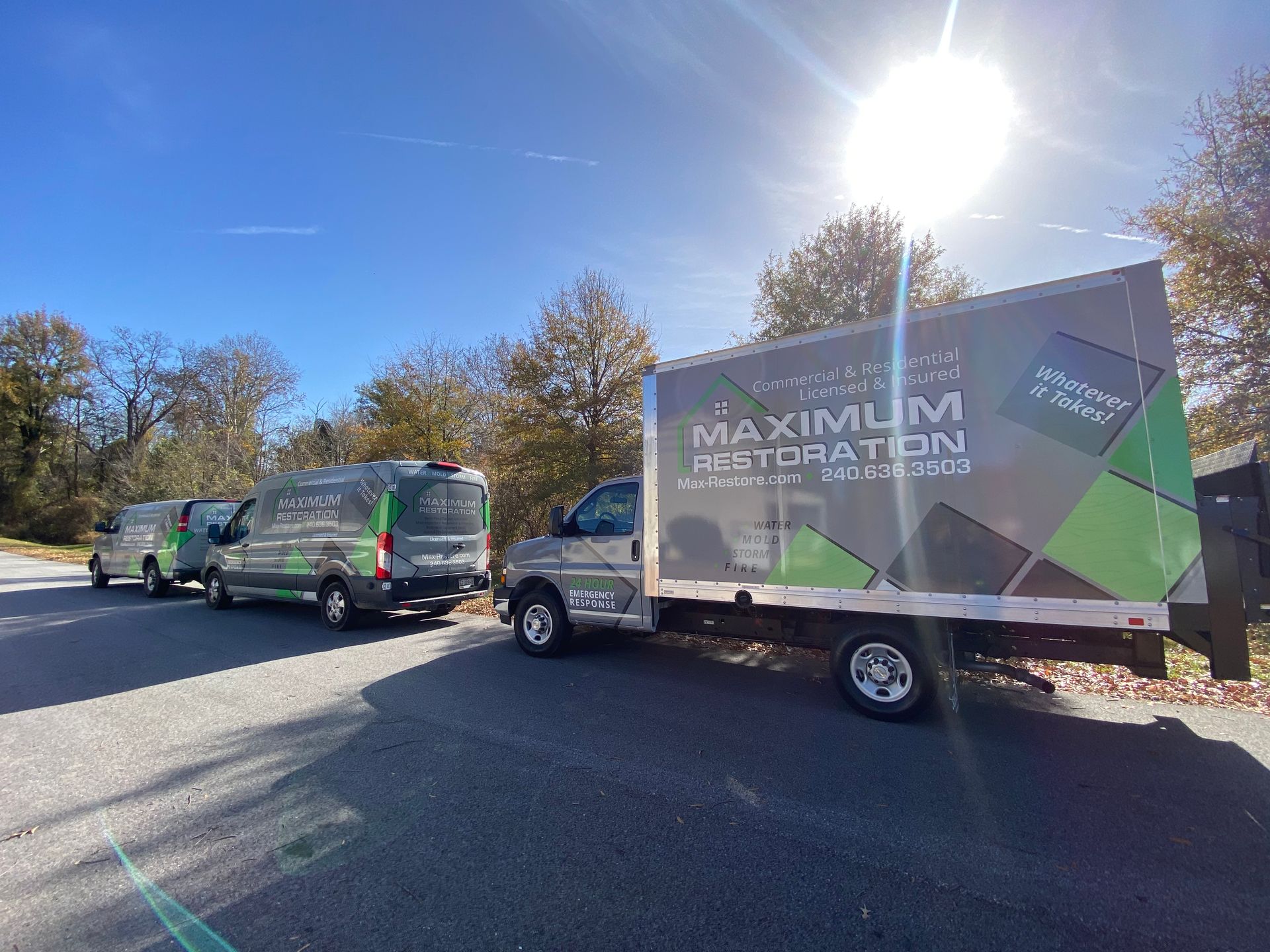 Three service vehicles with 