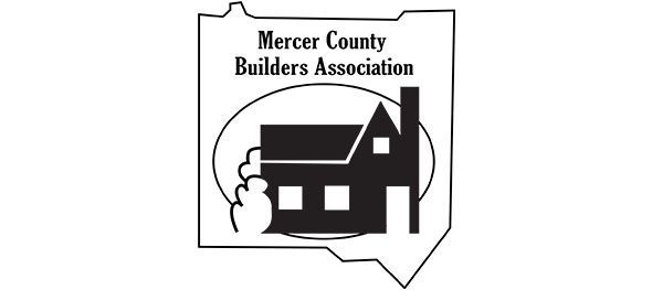 Mercer County Builders Association logo: a house silhouette inside an oval, with text above, enclosed in an outline of the state of Ohio.