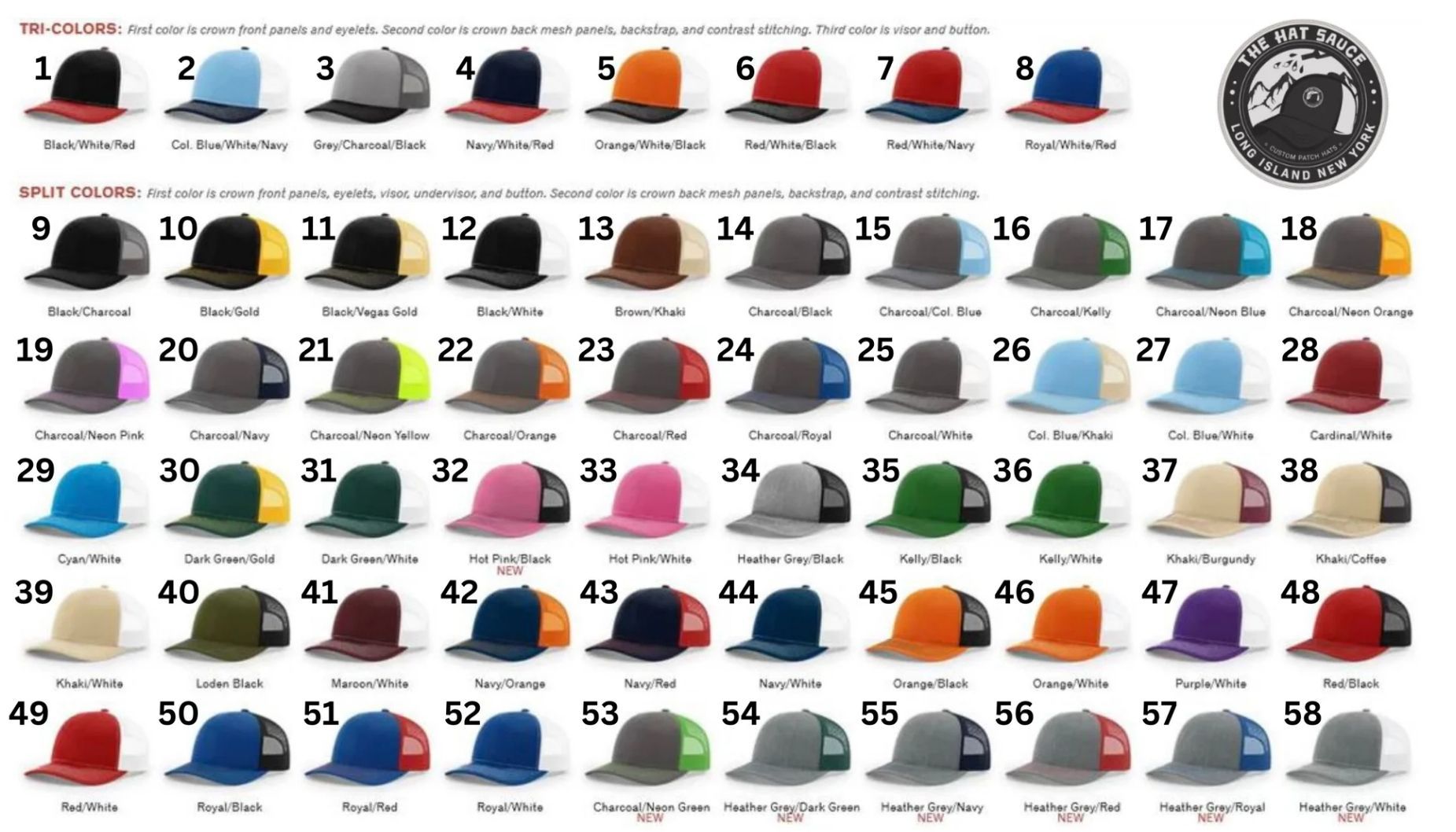 There are many different types of hats in a variety of colors.
