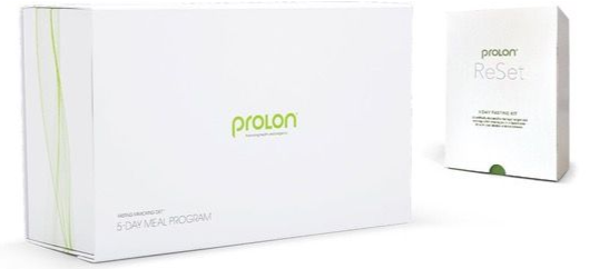 White ProLon product boxes on a plain background, one large box and one smaller box