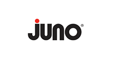 Juno logo with black text and a red dot above the 