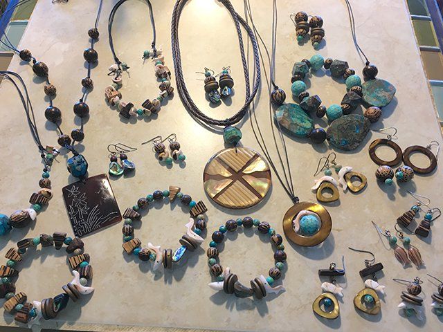 Necklaces on display