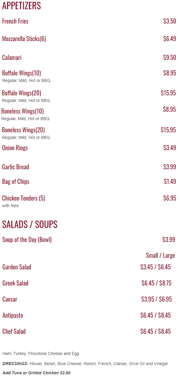 APPETIZERS, SALADS / SOUPS