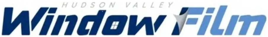 Logo for Hudson Valley Window Film in blue text with a stylized window pane in the "w" and a peel effect on the "F".