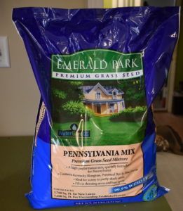 A bag of emerald park premium grass seed pennsylvania mix