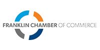 Franklin Chamber of Commerce logo with blue, orange, and gray circular icon
