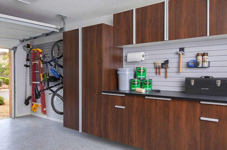 garage wooden cabinets and wall storage