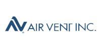 The logo for air vent inc. is blue and white.