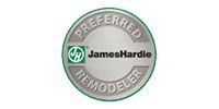 A james hardie preferred remodeler logo on a white background.