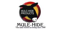 A logo for mule hide products with a mule in a circle.