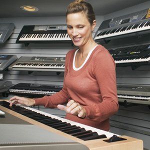 Woman playing keyboards
