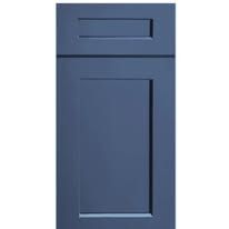 Blue cabinet door with a rectangular recessed panel.