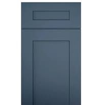 Blue shaker-style cabinet door with a rectangular top panel.