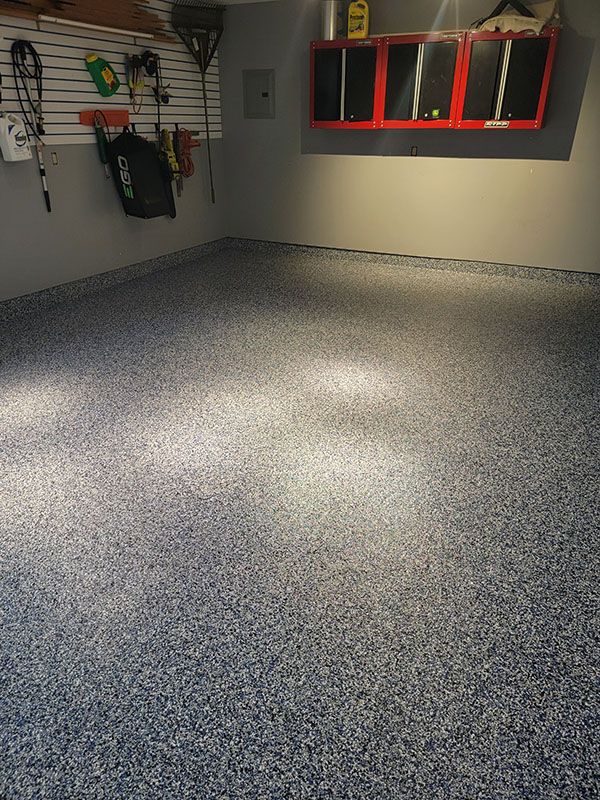 Coated garage floor