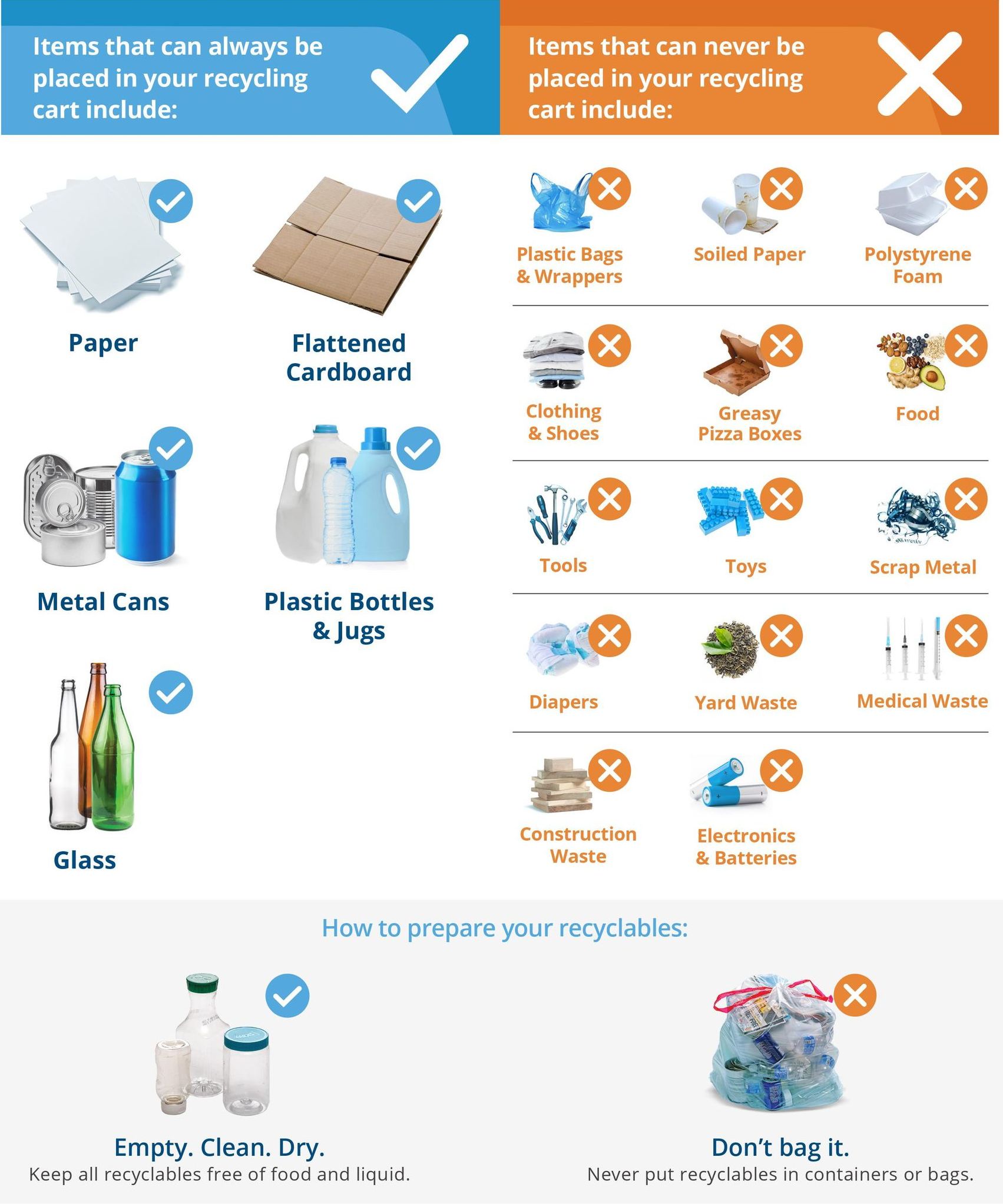 items that can and can't be recycled